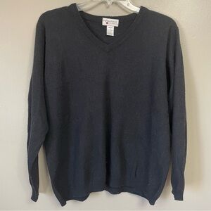 Vintage Spiegel Reflections Black V-Neck Sweater wool and cashmere blend Large